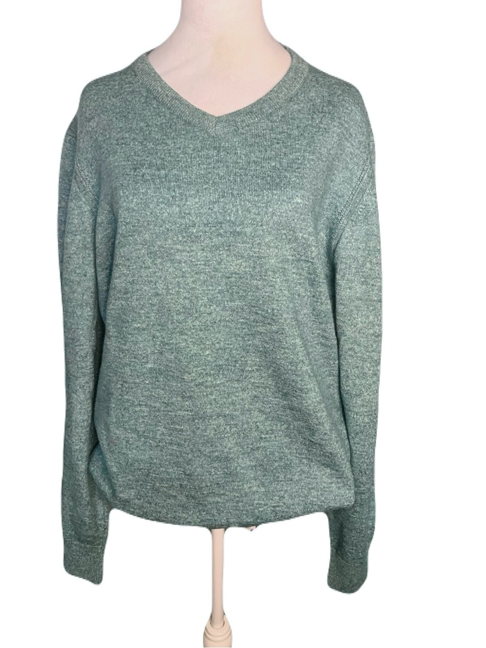State of Art Mens XL Seafoam Light Teal V Neck Sweater Casual Fall Cotton Blend